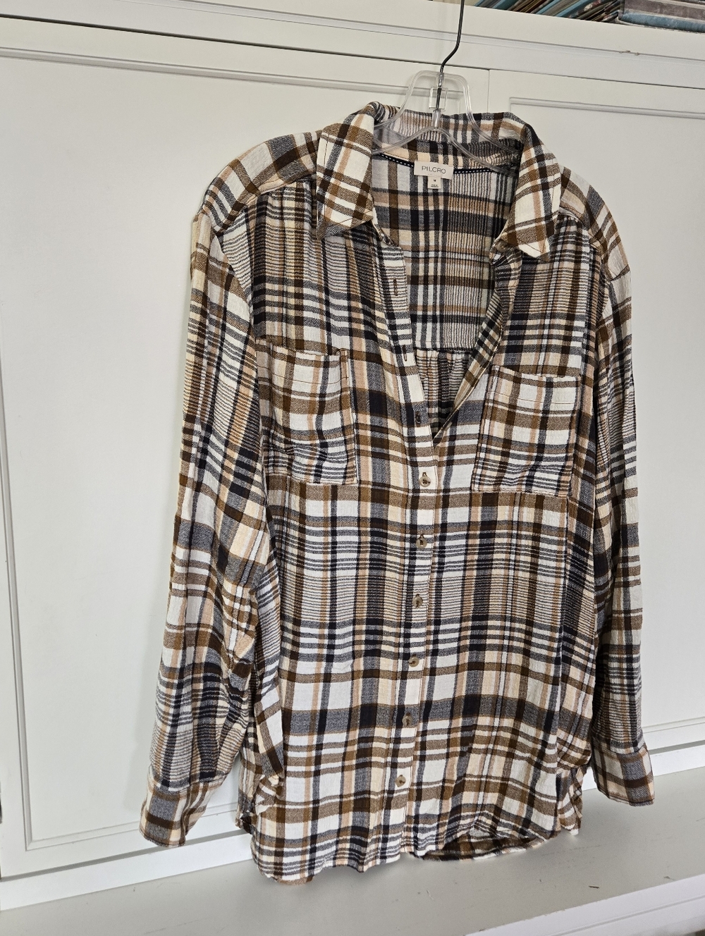 Pilcro Black, Brown & Cream Plaid Shirt - Picture 2 of 4